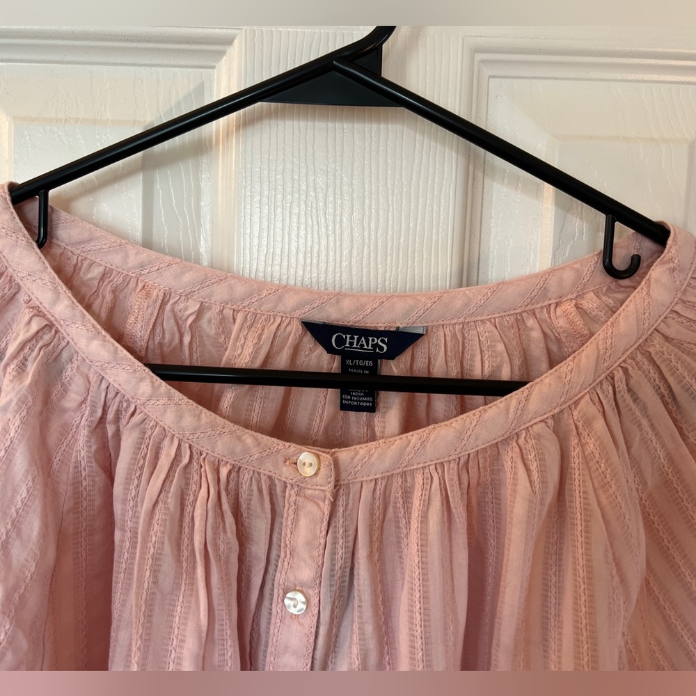 Chaps Light Pink Striped Blouse - Picture 4 of 8